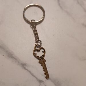 4/$60 New Bronze Heart Key Shaped Keychain